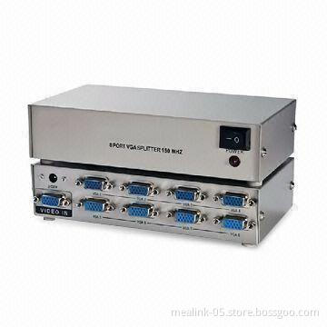 1 to 8 VGA Splitter with Metal Casing and1,920 x 1,440 Pixels Maximum Resolution
